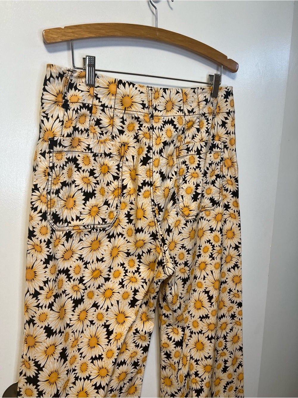 Maeve Anthropologie The Colette Daisy Print Wide Leg Cropped Pants Size 32 - Picture 6 of 9
